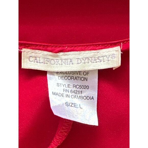 VTG 90s Satin Slip Dress California Dynasty L Burgundy Babydoll Lace Bow - Picture 8 of 12